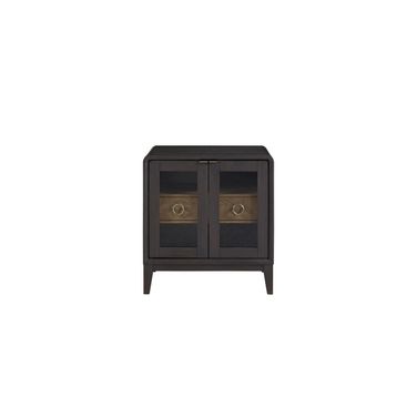 Aurora Glass Door Nightstand In Peppercorn