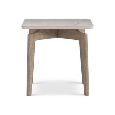 Aurora Outdoor Side Table In White and Brown