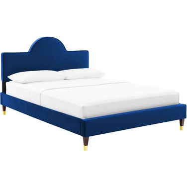 Aurora Performance Velvet Full Bed In Navy