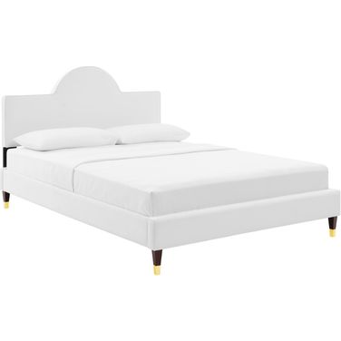 Aurora Performance Velvet King Bed In White