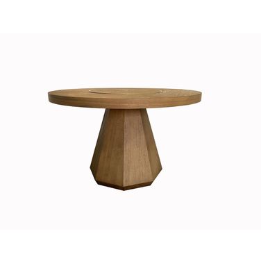 Aurora Round Dining Table with Lazy Susan In Latte