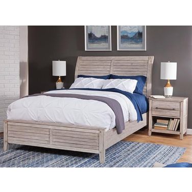 Aurora Sleigh Bedroom Set with Panel Footboard In Whitewash