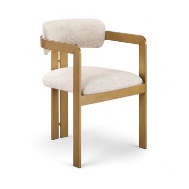 Aurum Linen Textured Fabric Upholstered Dining Chair Set of 2 In Beige