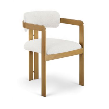 Aurum Linen Textured Fabric Upholstered Dining Chair Set of 2 In Cream