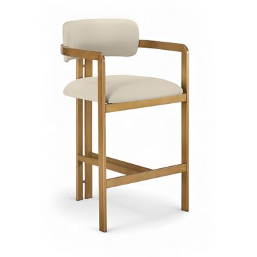 Aurum Vegan Leather Upholstered Counter Stool In Beige
