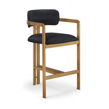 Aurum Vegan Leather Upholstered Counter Stool In Black