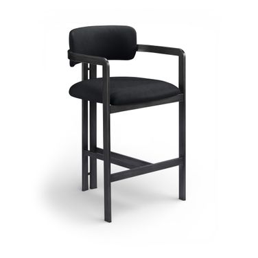 Aurum Vegan Leather Upholstered Counter Stool In Black