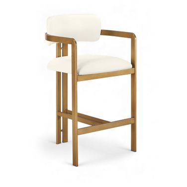 Aurum Vegan Leather Upholstered Counter Stool In Cream