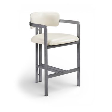 Aurum Vegan Leather Upholstered Counter Stool In Cream