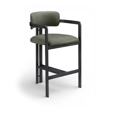 Aurum Vegan Leather Upholstered Counter Stool In Green