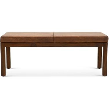 Austin Antique Tan Leather Bench With Lines