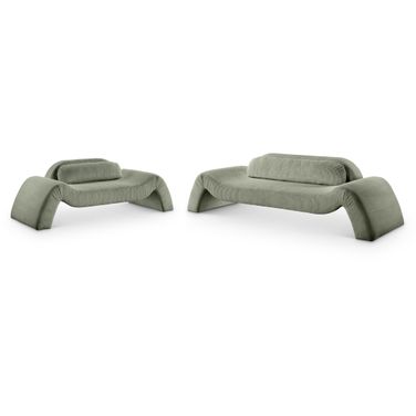 Austin Corduroy Fabric Living Room Set In Green