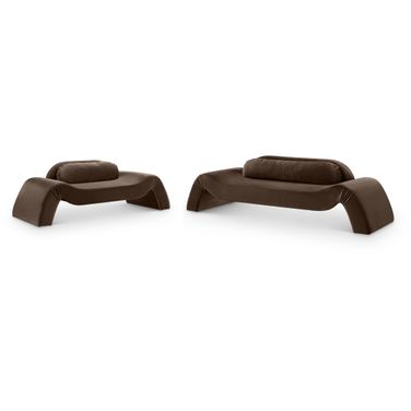 Austin Living Room Set In Brown Velvet