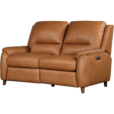 Austin Power Reclining Loveseat with Power Headrest In Caramel Cream