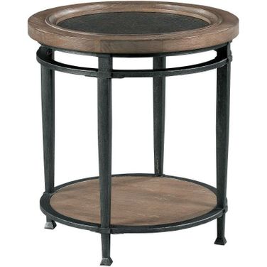 Austin Round End Table In Medium Brown