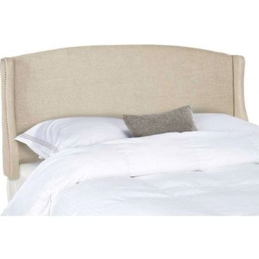 Austin Taupe Winged Queen Headboard with Silver Nailhead Detail