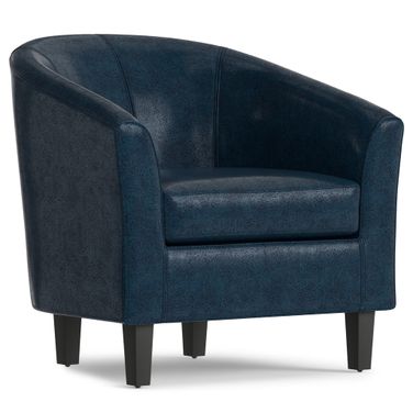 Austin Vegan Faux Leather Tub Chair In Distressed Dark Blue