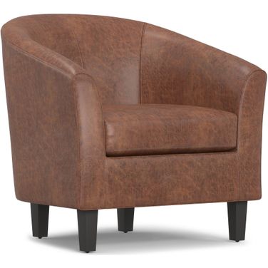 Austin Vegan Faux Leather Tub Chair In Distressed Saddle Brown