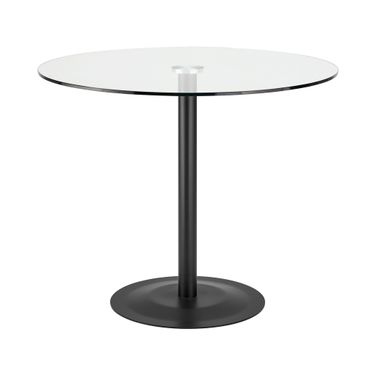 Ava 36 Inch Bistro Table In Matte Black and Clear