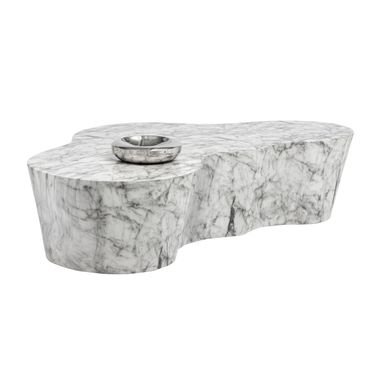Ava Marble Look Coffee Table In White and Grey
