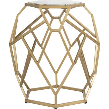 Ava Multi Colored Agate and Gold Geometric Accent Table