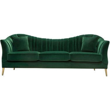 Ava Sofa In Emerald Green Velvet With Gold Leg