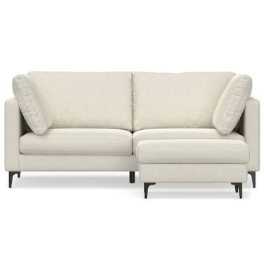 Ava Woven Performance Fabric 76-inch Sofa and Ottoman Set In Cream