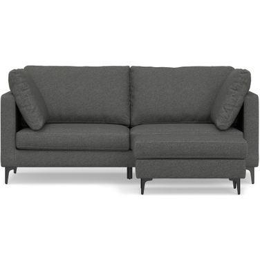 Ava Woven Performance Fabric 76 Inch Sofa and Ottoman Set In Pebble Grey