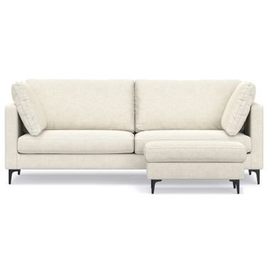 Ava Woven Performance Fabric 90-inch Sofa and Ottoman Set In Cream