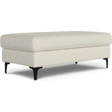 Ava Woven Performance Fabric Large Rectangular Ottoman In Cream