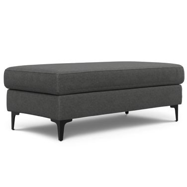 Ava Woven Performance Fabric Large Rectangular Ottoman In Pebble Grey