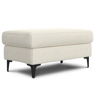 Ava Woven Performance Fabric Ottoman In Cream