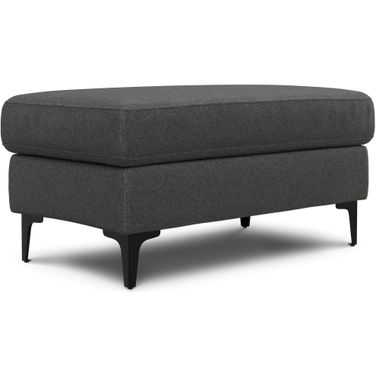 Ava Woven Performance Fabric Ottoman In Pebble Grey