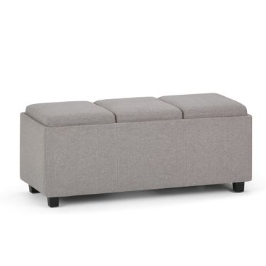 Avalon Linen Look Fabric Storage Ottoman In Cloud Grey