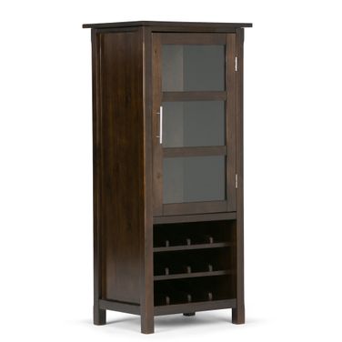 Avalon Solid Wood High Storage Wine Rack Cabinet In Dark Tobacco Brown
