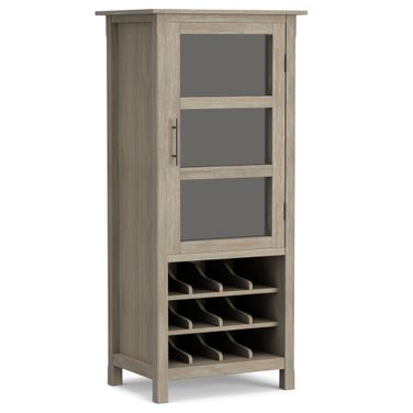 Avalon Solid Wood High Storage Wine Rack Cabinet In Distressed Grey
