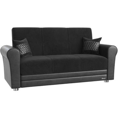Avalon Upholstered Convertible Loveseat with Storage In Black