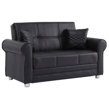 Avalon Upholstered Convertible Loveseat with Storage In Zen Black