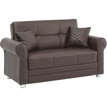 Avalon Upholstered Convertible Loveseat with Storage In Zen Brown