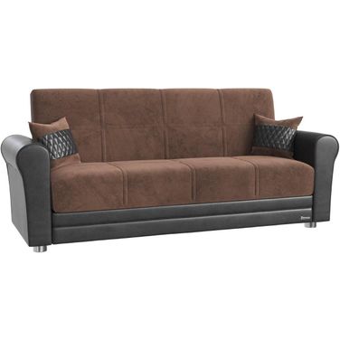 Avalon Upholstered Convertible Sofabed with Storage In Brown