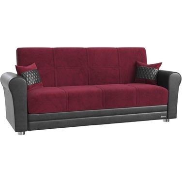 Avalon Upholstered Convertible Sofabed with Storage In Burgundy