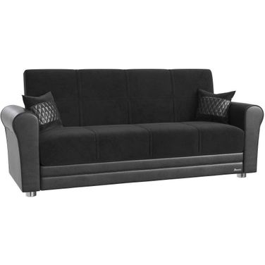Avalon Upholstered Convertible Sofabed with Storage In Gray and Black