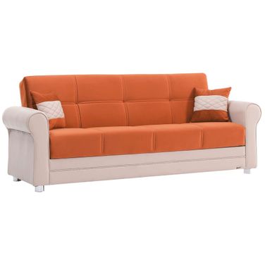 Avalon Upholstered Convertible Sofabed with Storage In Orange