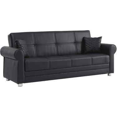 Avalon Upholstered Convertible Sofabed with Storage In Zen Black
