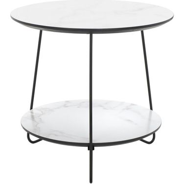 Avani Round Side Table in White and Black