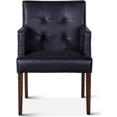 Aven Armchair In Black Leather with Dark Legs