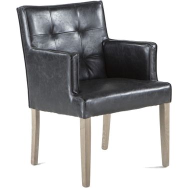Aven Armchair In Black Leather with Light Legs