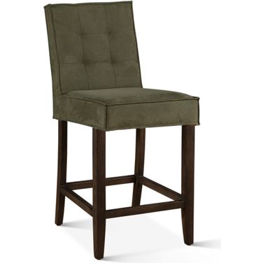 Aven Counter Chair In Green Eco Suede with Dark Legs