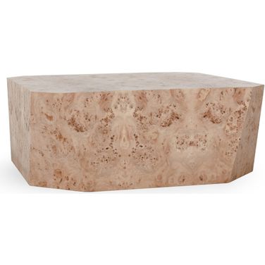 Avena 42 Inch Burl Wood Square Coffee Table In Natural Tone