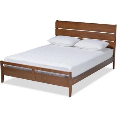 Baxton Studio Avena Mid-Century Modern Walnut Finished Wood Queen Size Platform Bed
